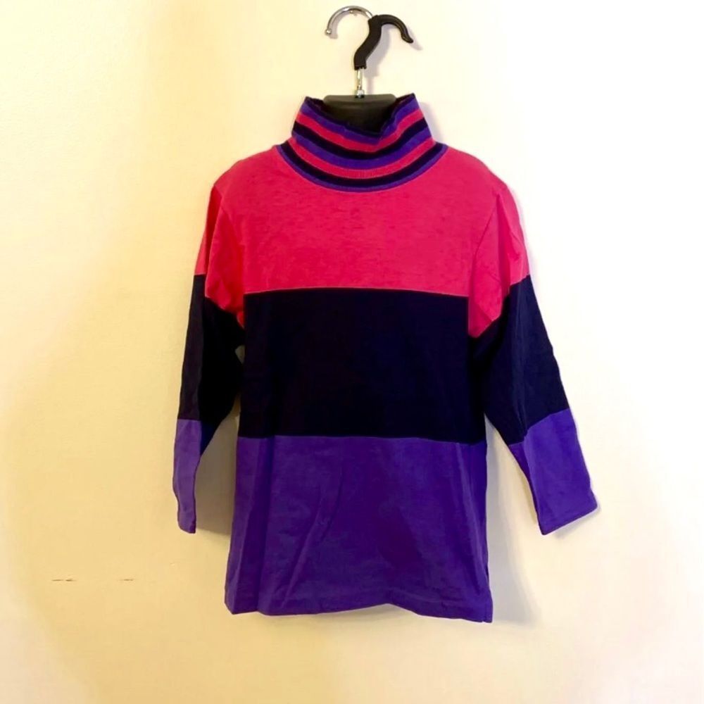 Vintage 1990s Land’s End Striped Turtleneck‎ Shirt